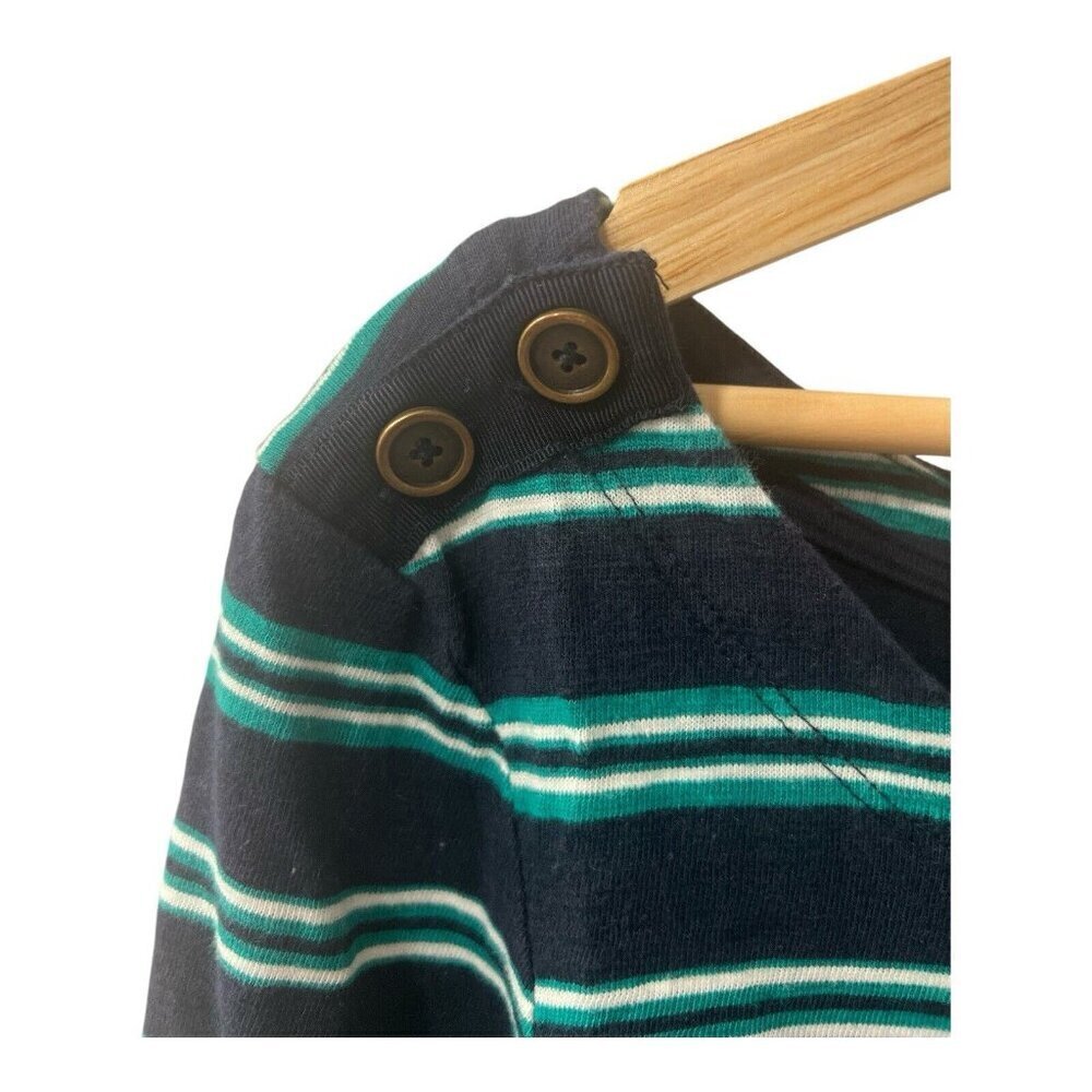Banana Republic Top Shirt Womens Size Large Black & Green Striped 3/4 Sleeves - Picture 4 of 7
